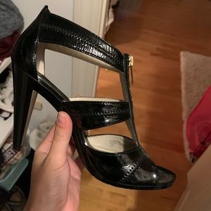 Black Michael Kors zip up heels